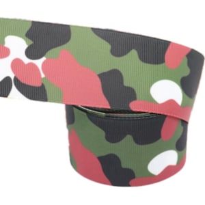Cinta de grogrén con diseño de camuflaje: 1 1/2" (38 mm), 5 yardas