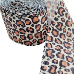 Cinta de grosgrain con estampado de leopardo - 1 1/2" (38 mm) - 5 yardas