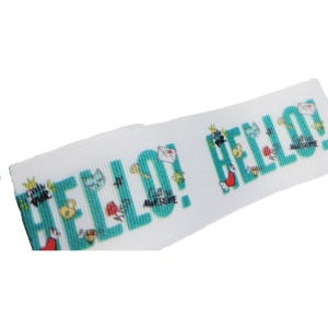 Hello Grosgrain Ribbon - 022821 - 1 1/2&quot; (40mm) - 5 yards