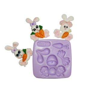 Adorabile stampo in silicone a forma di coniglietto FNY n. 13 per realizzare bambole in argilla, resina, sapone, candele e altri lavori artigianali