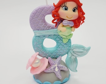 Mermaid themed candle #8 for cake top