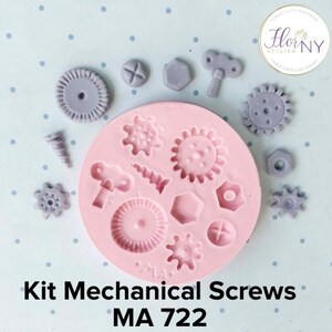 Kit Mechanical Screws Silicone Mold MA 722 for Clay Dolls Making, Resin, Soap, Candles and other crafts