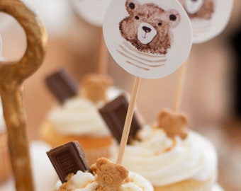 Teddy bear cake topper - cupcake topper