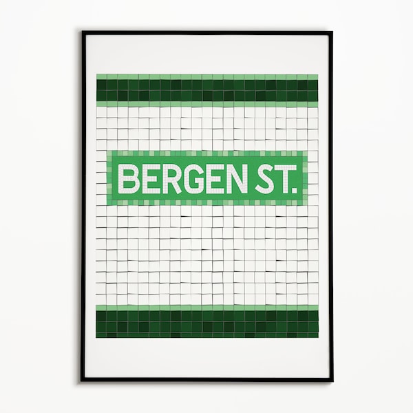 New York Subway Print, Brooklyn Digital Art, Carroll Gardens NYC, Gallery Wall Print