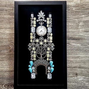 French Clock Tower Jewelry Collage: Vintage Style Wall Art