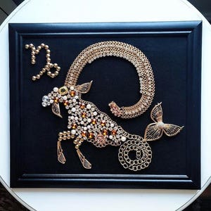 Capricorn Jeweled Art: Vintage Style Zodiac Wall Decor
