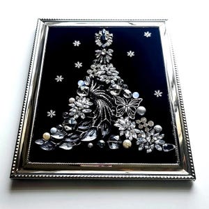 Mid-Century Modern Elegant Christmas Tree Framed Art: Shiny Silver Holiday Decor image 7