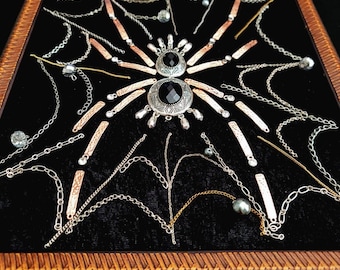 Vintage Halloween Spider Web Wall Art: Jeweled Spider Collage