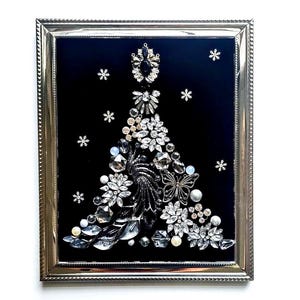 Mid-Century Modern Elegant Christmas Tree Framed Art: Shiny Silver Holiday Decor image 6