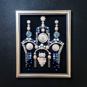 Ice Castle Framed Jeweled Collage: Modern Fantasy Wall Decor