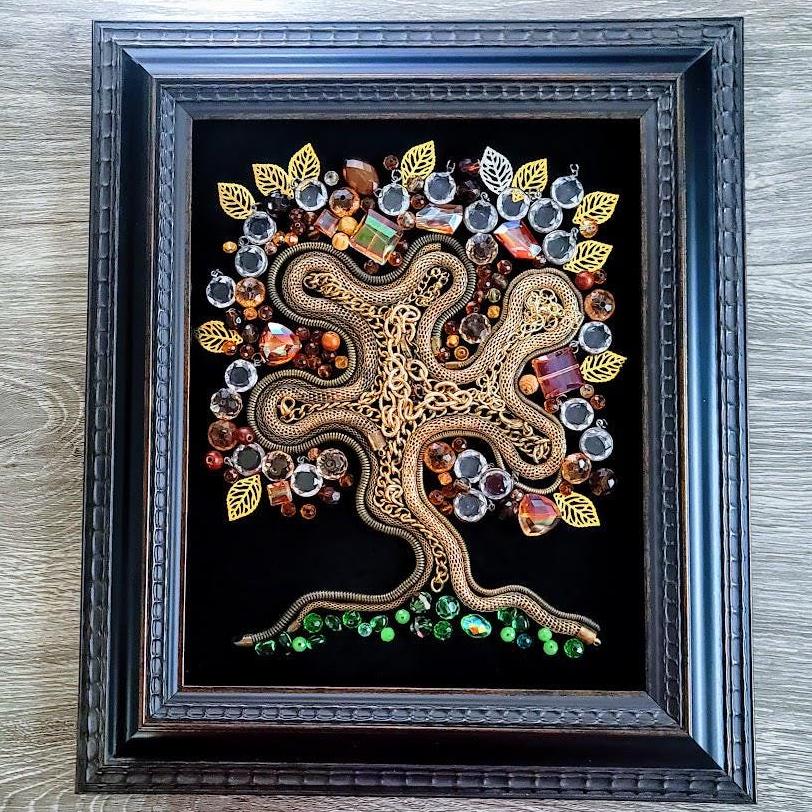 Tree Of Life Framed Collage Art Vintage Jewelry Beads Etsy tree-of-life-framed-collage-art-vintage-jewelry-beads-etsy
