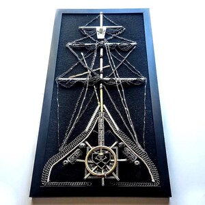 Steampunk 3-Masted and 2-Masted Pirate Ship Wall Art: Gothic Nautical Decor, Vintage Jewelry collage, one-of-a-kind, handcrafted imagem 14