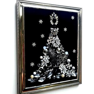 Mid-Century Modern Elegant Christmas Tree Framed Art: Shiny Silver Holiday Decor image 8
