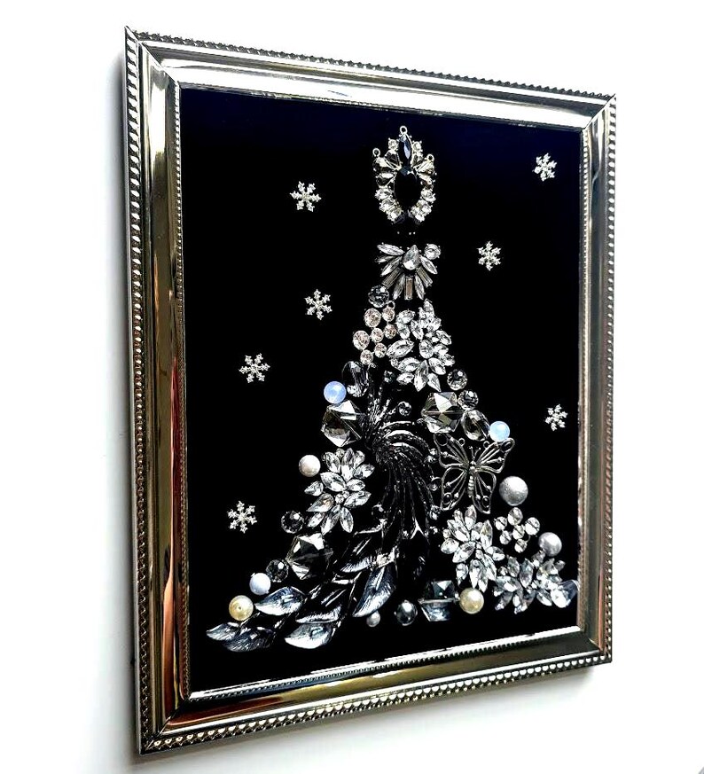 Mid-Century Modern Elegant Christmas Tree Framed Art: Shiny Silver Holiday Decor image 8