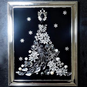 Mid-Century Modern Elegant Christmas Tree Framed Art: Shiny Silver Holiday Decor image 5