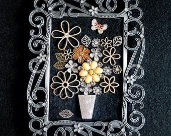 Vintage Jewelry Flower Collage Wall Hanging: Thanksgiving Valentine's Gift