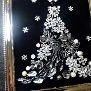 Mid-Century Modern Elegant Christmas Tree Framed Art: Shiny Silver Holiday Decor image 4