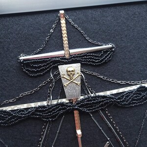 Steampunk 3-Masted and 2-Masted Pirate Ship Wall Art: Gothic Nautical Decor, Vintage Jewelry collage, one-of-a-kind, handcrafted imagem 9