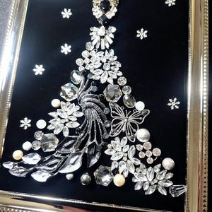 Mid-Century Modern Elegant Christmas Tree Framed Art: Shiny Silver Holiday Decor image 3