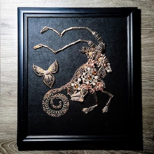 Capricorn Jeweled Art: Vintage Style Zodiac Sign Wall Decor
