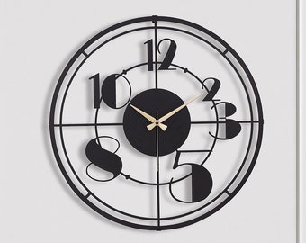 Wall Clock with Random-Chaotic Numbers, Black Metal Wall Clock, High Quaity Laser Cut, Modern and Chic Clock, Silent Mechanism, Home Decor