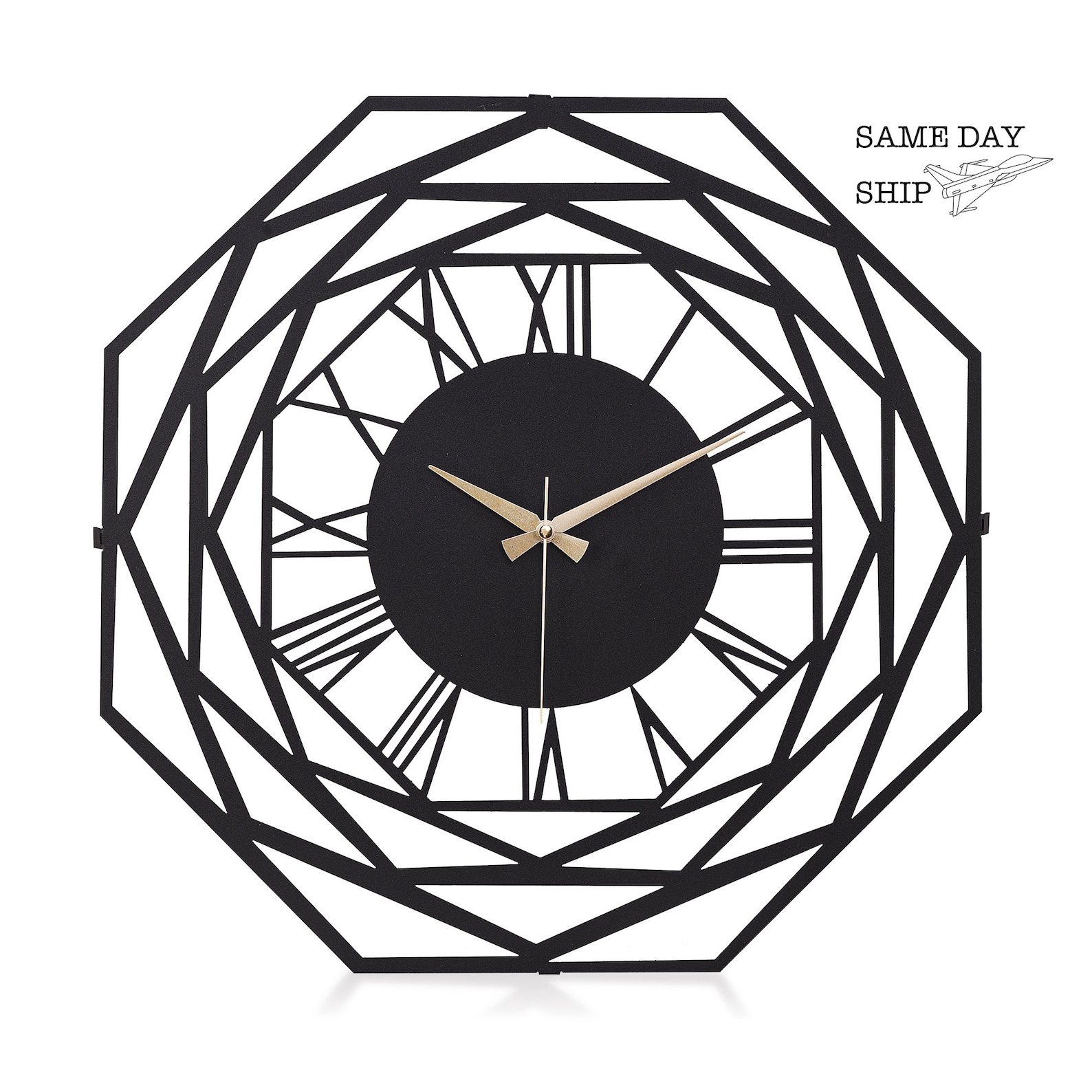 Large Black Decorative Metal Wall Clock Modern Clocks for Living Room