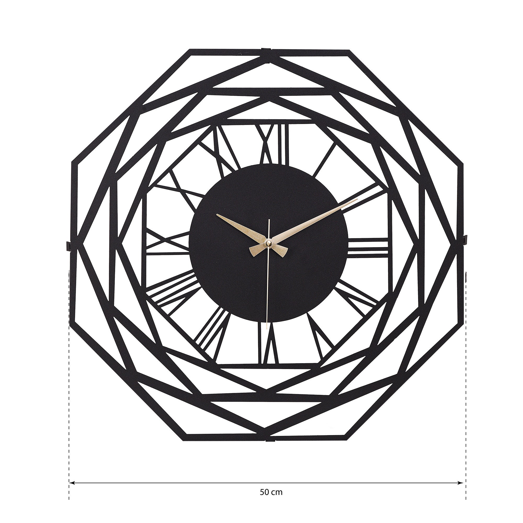 Large Black Decorative Metal Wall Clock Modern Clocks for Living Room