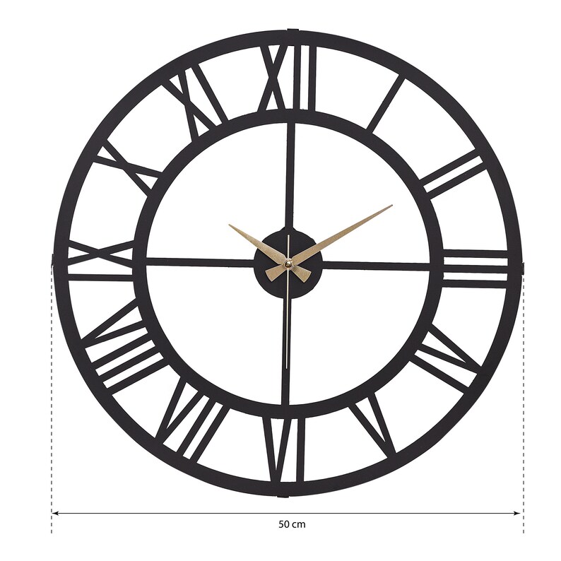 Large Black Decorative Metal Wall Clock Modern Clocks for Living Room