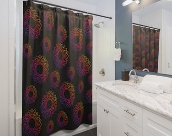 Black Mandala Shower Curtain Bathroom Shower Curtain Colorful Bathroom Curtain Home Decor