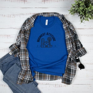 Midwest Attitude/unique graphic barn and windmill cornfield rural living country & farm lifestyle gift for teen or farmer