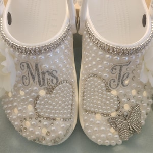 Elegant Bride Crocs: Pearl & Crystal Wedding Shoes