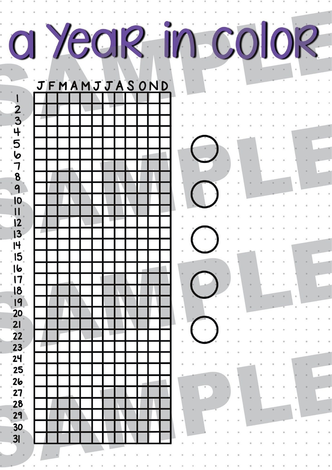 Year in Color Bullet Journal Printable PDF - Etsy