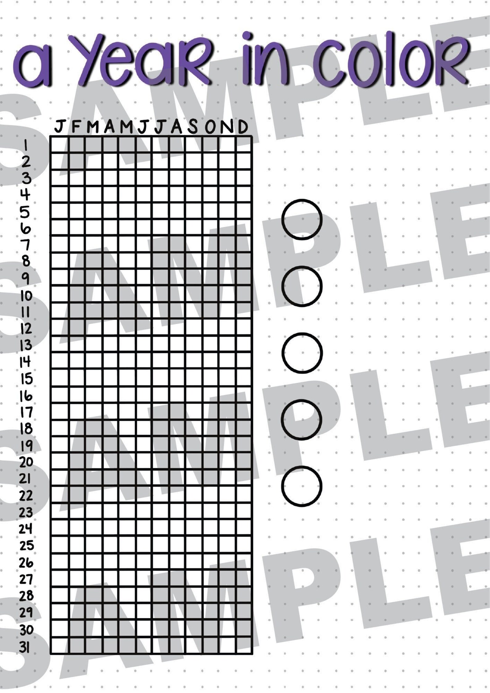 Year in Color Bullet Journal Printable PDF - Etsy