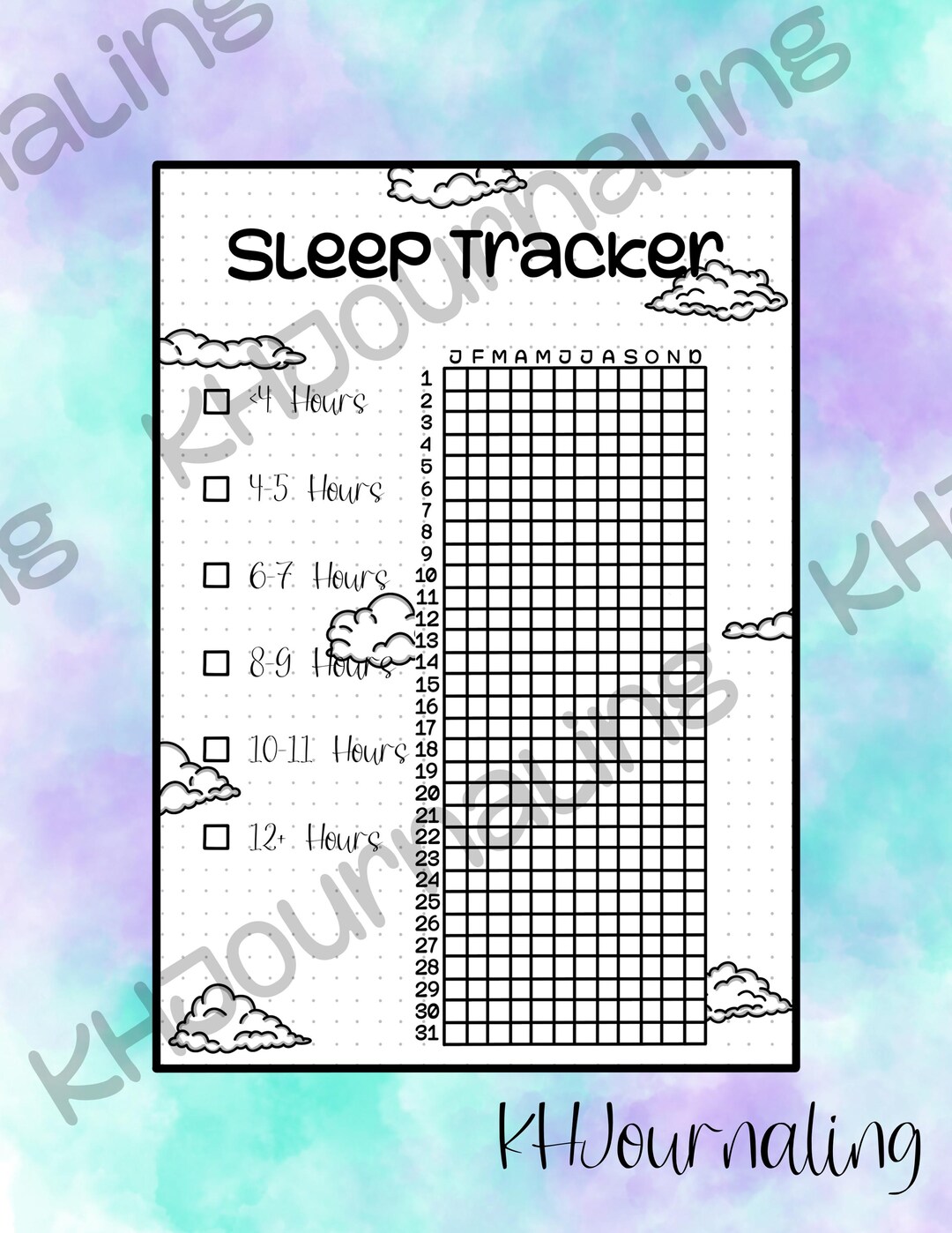 Sleep Tracker | Digital Journal | Dot Planner | PDF DOWNLOAD - Etsy