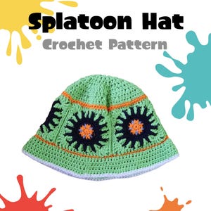 Splatoon hat Pattern, crochet pattern, bucket hat pattern, cool pattern, Splatoon crochet amigurumi, Splatoon pattern, Splatoon amigurumi
