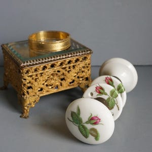 Antique French Porcelain Door Knobs: Victorian Floral Motif