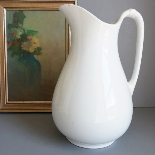 ANTIQUE IRONSTONE PITCHER Pitcher with Handle Vintage Ironstone Pitcher Large Ironstone