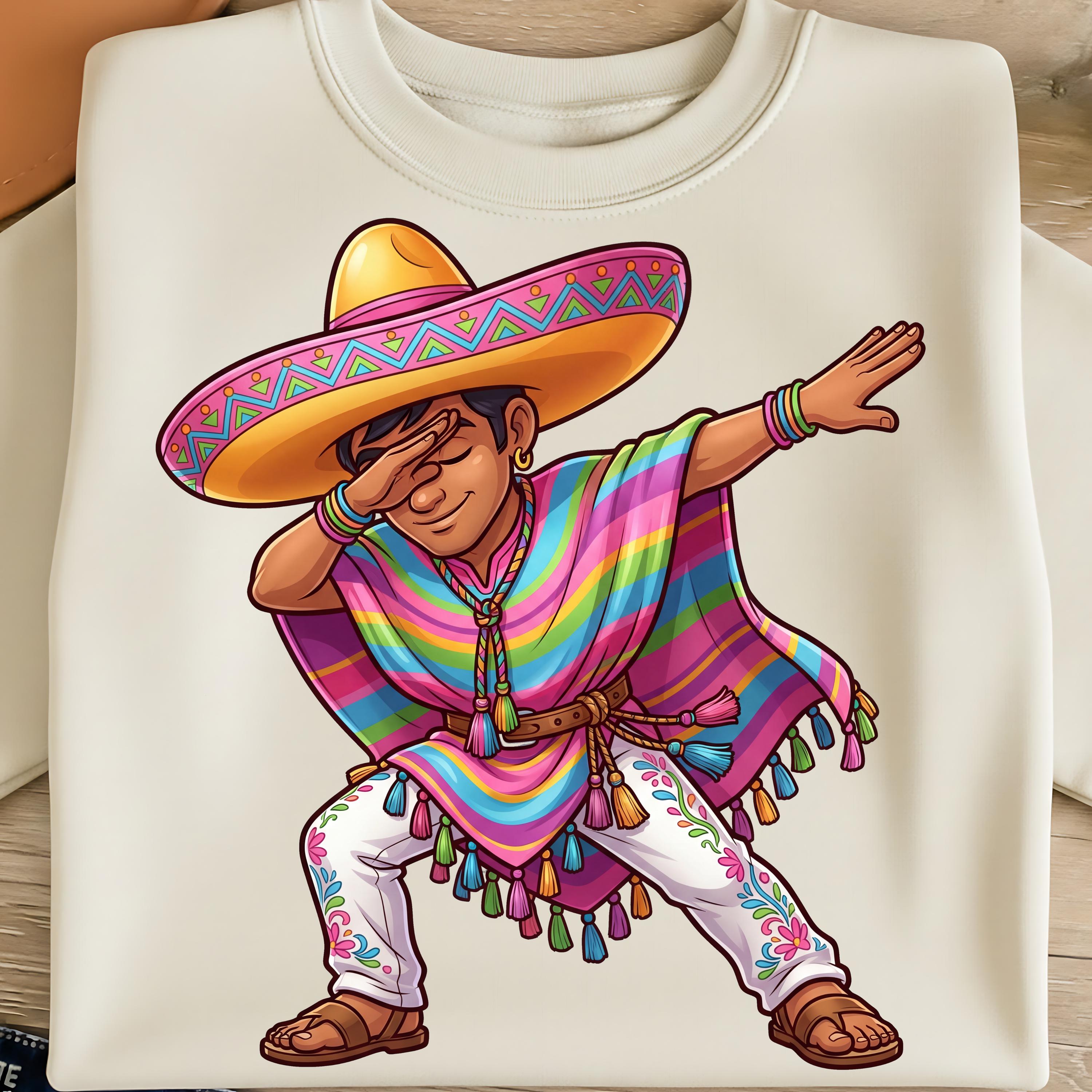 Cinco De Mayo Dabbing Guy PNG Mexican Fiesta Design Trendy Serape ...