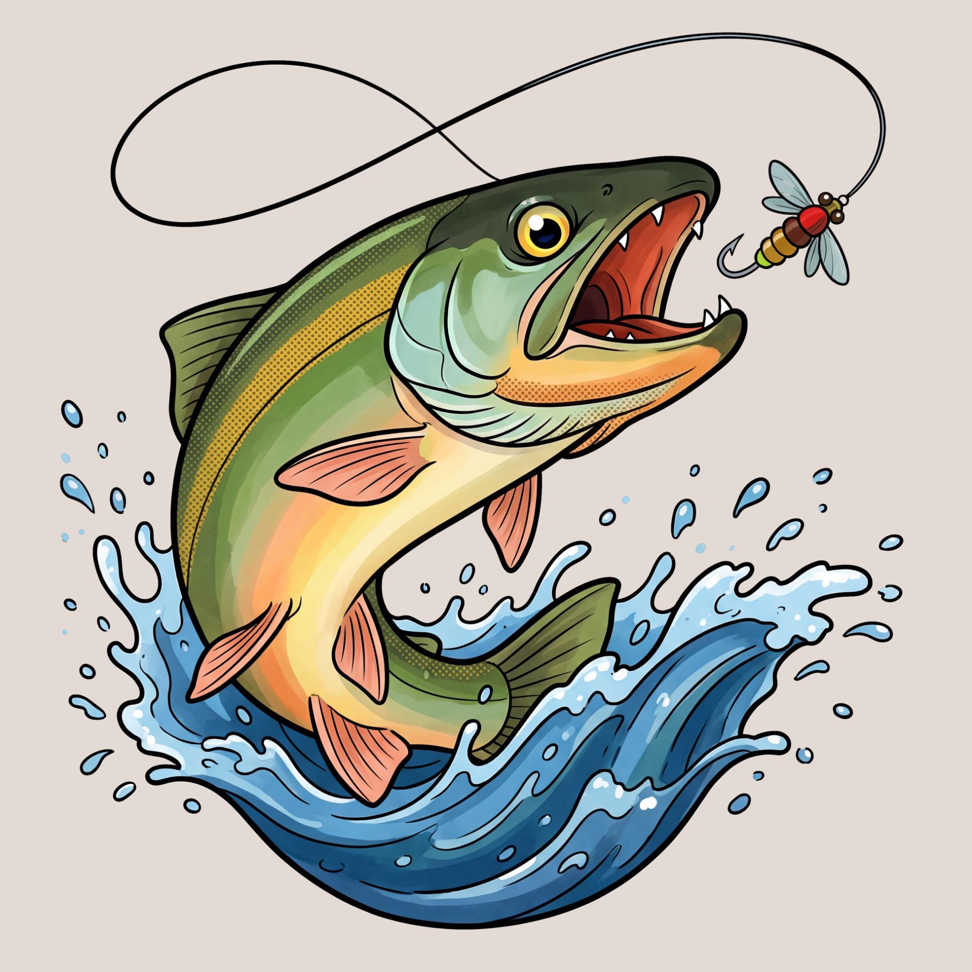 Fish Jump Design Jumping Fish PNG Dynamic Trout Fishing Art Angler Sublimation Fly ...