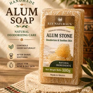 Jabón artesanal de piedra de alumbre: desodorizante natural, calmante y para el cuidado del acné.
