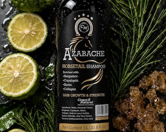 Shampoo para Crescimento Capilar AZABACHE - Cavalinha, Biotina, Colágeno e Bergamota - Presente para Mãe, Esposa, Amiga, Irmã - 1 Litro