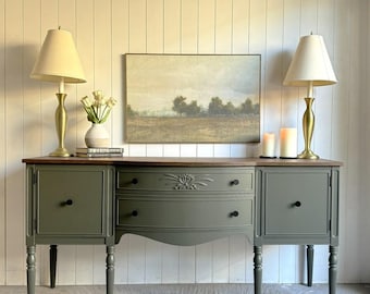Available Now • Vintage Hepplewhite Solid Mahogany Sideboard