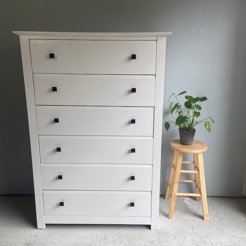 SOLD Modern Solid Wood Tall White Dresser Etsy