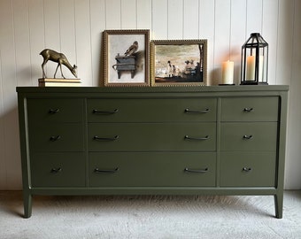 SOLD • Refurbished Dark Green MCM Dresser