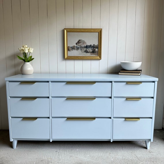 SOLD  Refurbished Baby Blue MCM Dresser - Etsy