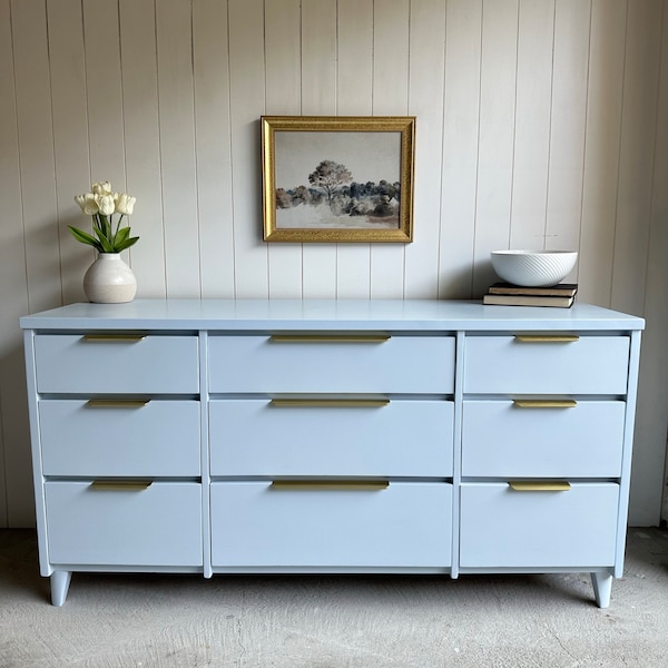 SOLD • Refurbished Baby Blue MCM Dresser