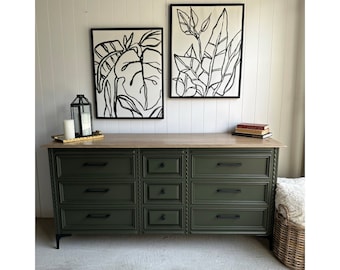 green and grey dresser Alpine Furniture Avery Coconut Milk Dresser