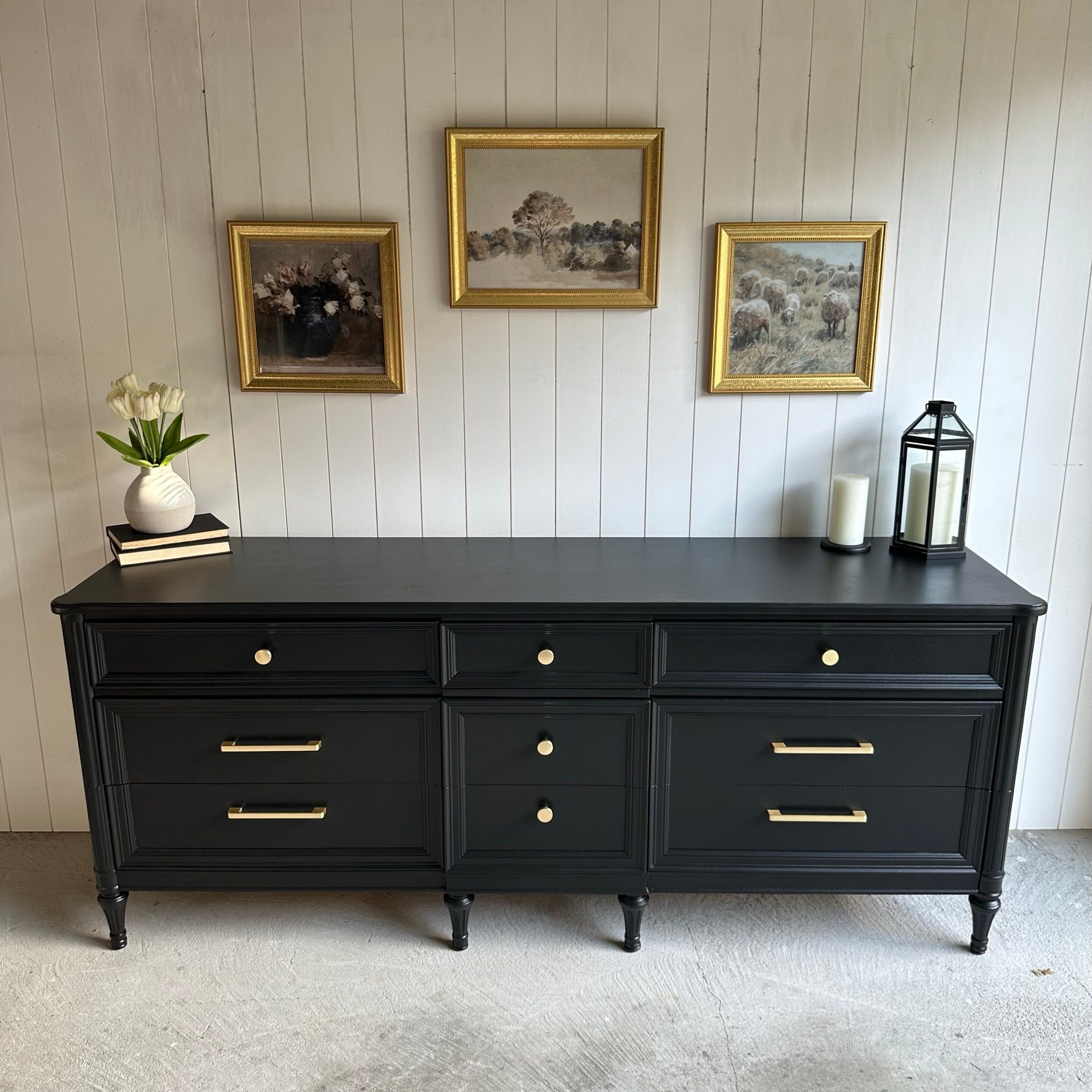 black dresser with gold handles Kendall Black & Gold Dresser - KFROOMS