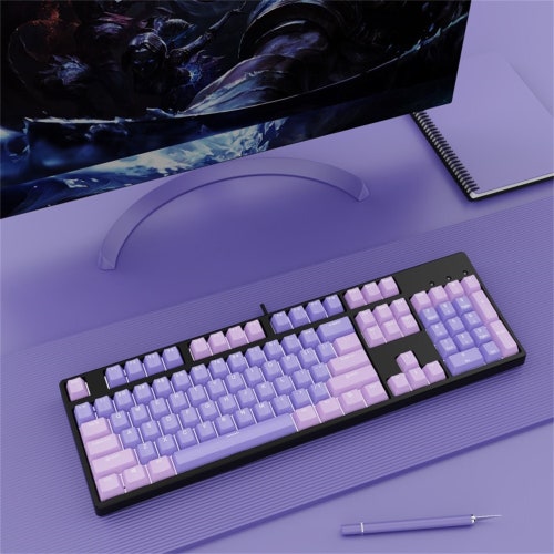 104 Keys Fantasy Gradient Purple Keyboard With PBT Keycap Etsy