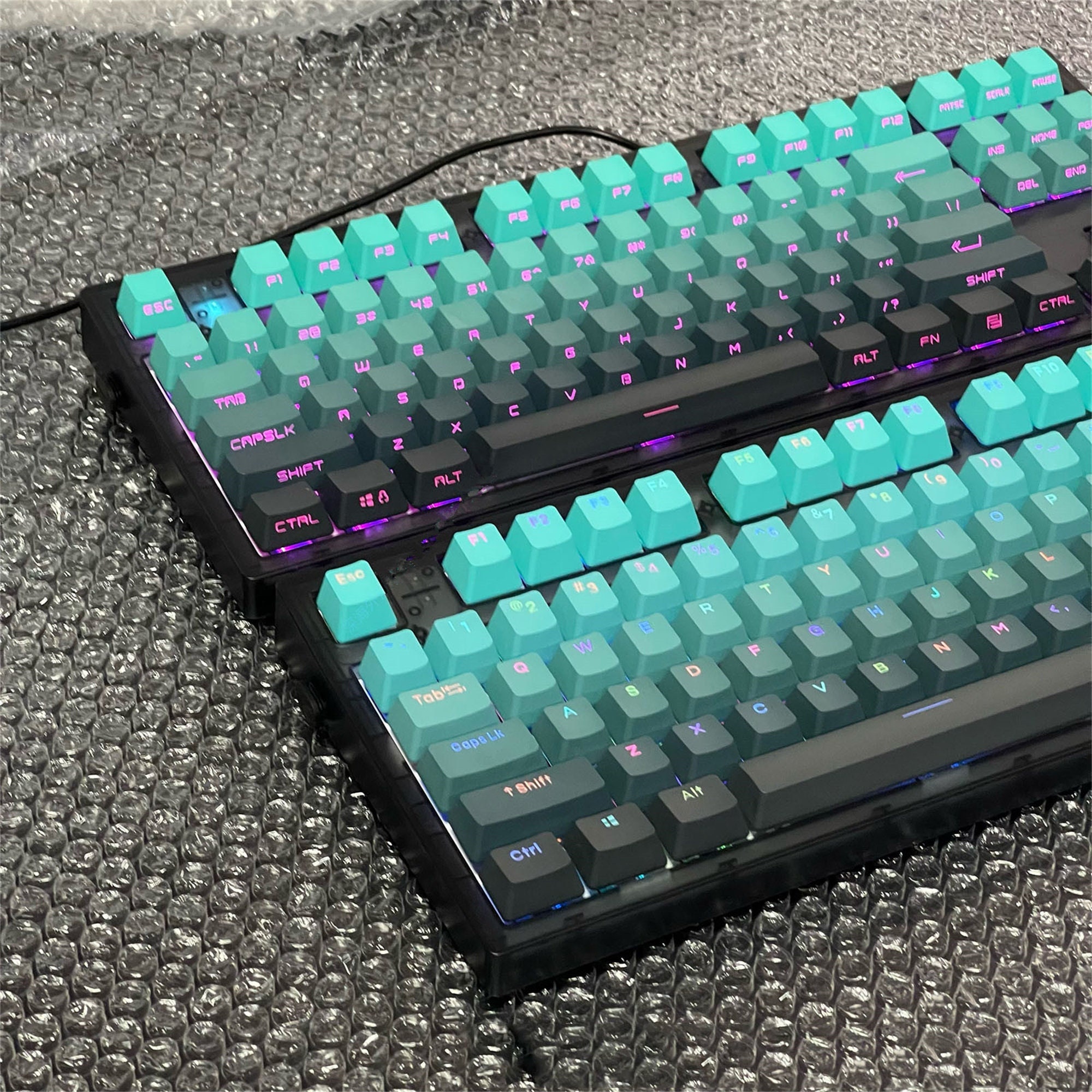 123/134pcs Deep Sea Gradient Blue Keycap Simple Side Engraved Etsy